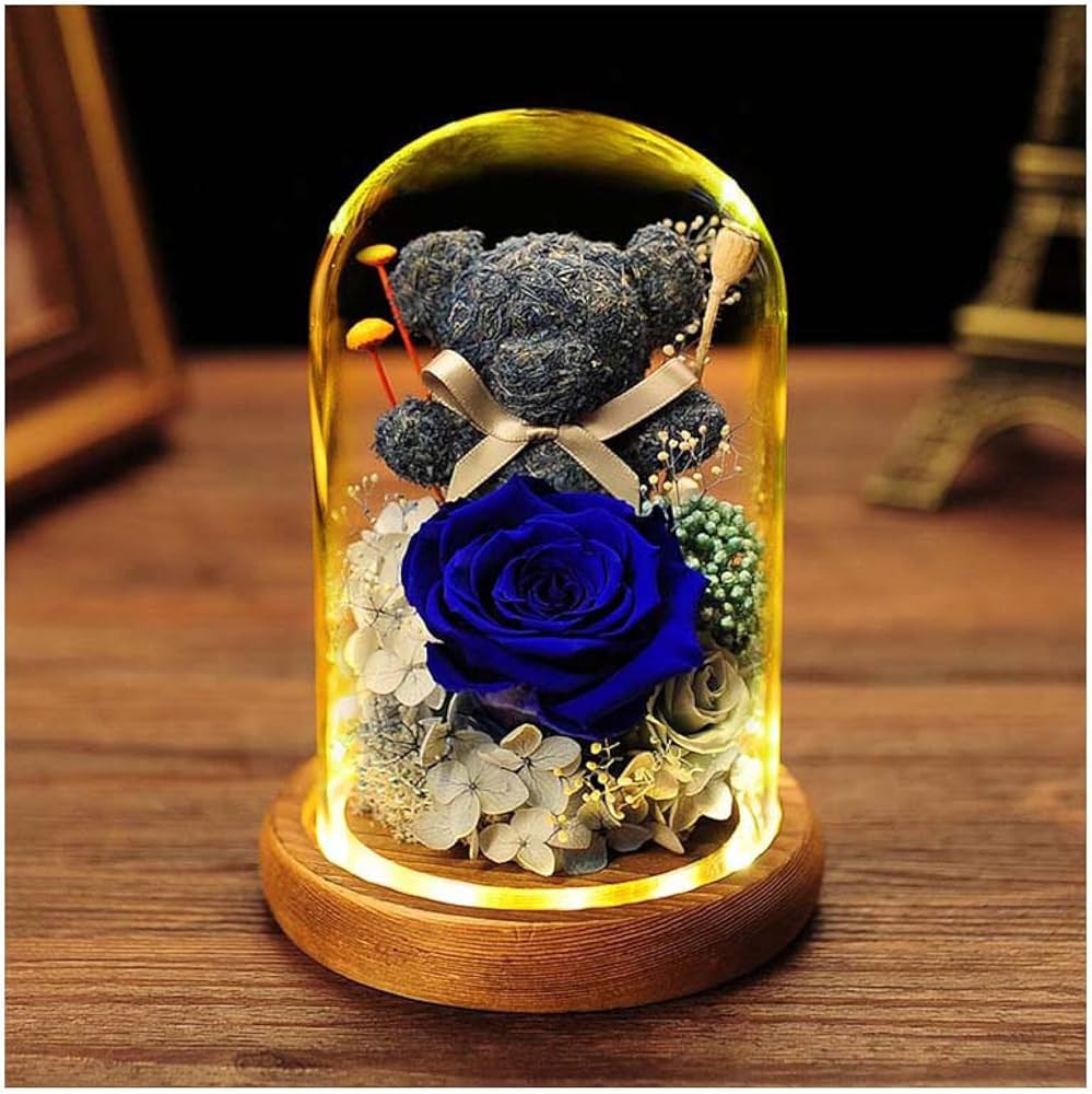 BEAR WITH PRESERVED FLOWERS