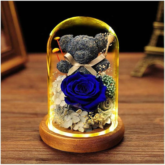 BEAR WITH PRESERVED FLOWERS